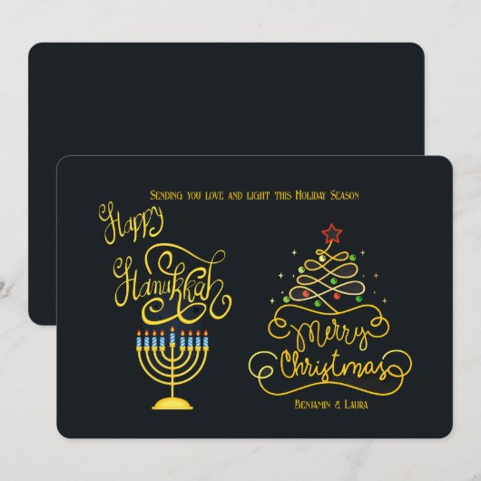 Prettige Hanukkah Zalig Kerstmis Kerstkaart (Voorkant / Achterkant)