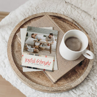 Prettige & helder warme winter geruite foto feestdagenkaart