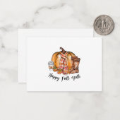 Prettige herfst allemaal Pompoen Laarzen Notitiekaartje (Voorkant / Achterkant in situ)