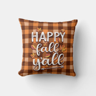 Prettige Herfst Allen Oranje Schotse Ruit Kussen