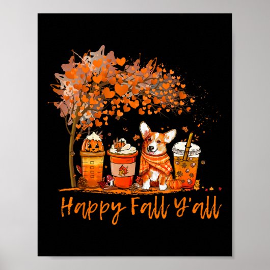 Prettige herfst iedereen, herfst Corgi Halloween P Poster (Voorkant)