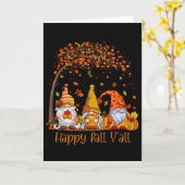 Prettige Herfst Mensen Gnome Pompoen Herfstbladere Kaart (Gele Bloem)