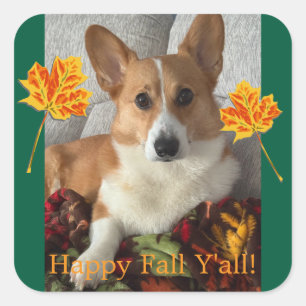 Prettige Herfst Mensen Vierkante Sticker
