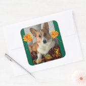 Prettige Herfst Mensen Vierkante Sticker (Envelop)