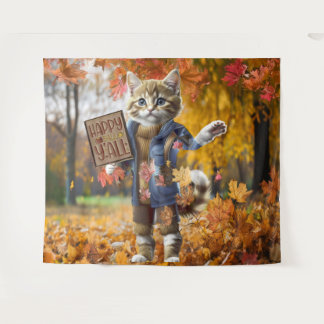Prettige Herfst Y'all Herfst Kat Tapijt Wandkleed