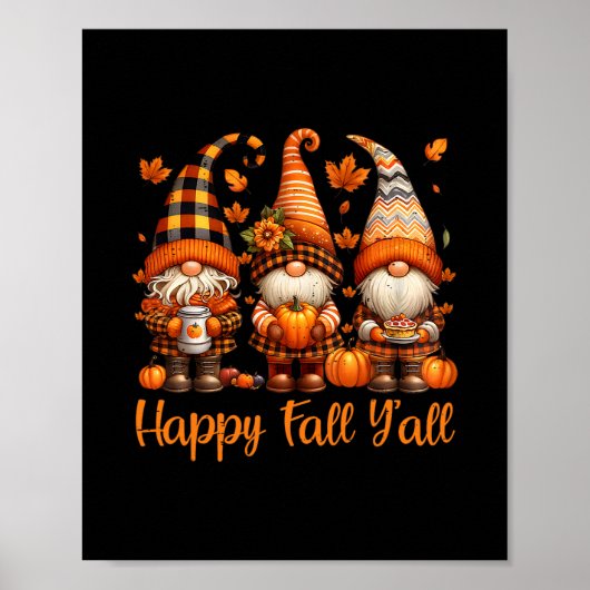 Prettige Herfst Y'all Kabouter Pompoen Herfst Dank Poster (Voorkant)
