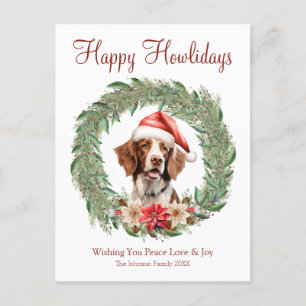 Prettige Hoe-lidag Schattige Brittany Spaniel Hond Feestdagenkaart