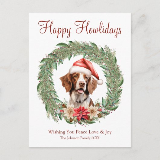Prettige Hoe-lidag Schattige Brittany Spaniel Hond Feestdagenkaart (Voorkant)
