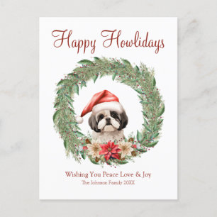 Prettige Hoe-lidag Schattige Lhasa Apso Hond Feestdagenkaart