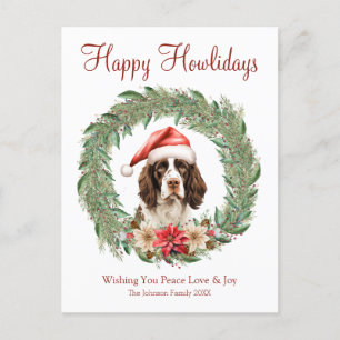 Prettige Hoe-lidag Schattige Springer Spaniel Hond Feestdagenkaart