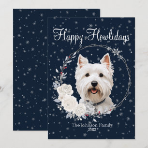 Prettige Hoe-lidag Schattige Westie Hond Feestdagenkaart