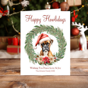 Prettige Hoe-lidagen Schattige Boxer Hond Feestdagenkaart