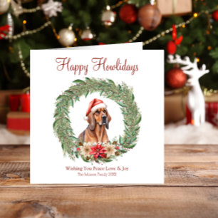 Prettige Hoe-lidays Schattige Bloedhond Hond Feestdagenkaart