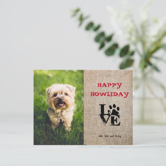 Prettige Howliday-hondliefhebber Vakantie Fotokaar Feestdagenkaart (Staand voorkant)