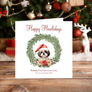Prettige Howlidays Knuffel Lhasa Apso Hond Feestdagenkaart