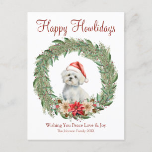 Prettige Howlidays Knuffel Maltezer Hond Feestdagenkaart