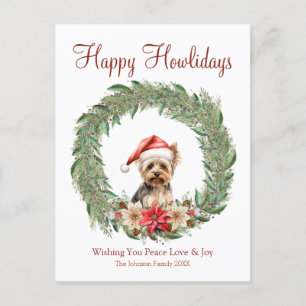 Prettige Howlidays Knuffel Yorkie Hond Feestdagenkaart
