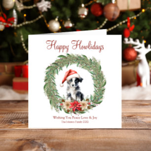 Prettige Howlidays Schattige Border Collie Hond Feestdagenkaart