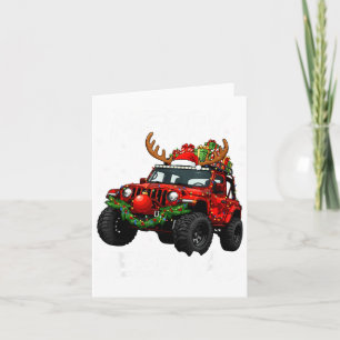 Prettige Jeep Kerstmis Lelijke Licht Rendier Kerst Kaart
