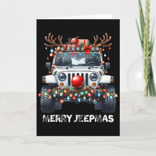 Prettige Jeep Kerstmis Lelijke Licht Rendier Kerst Kaart