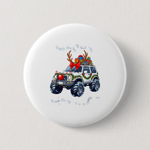 Prettige Jeep Kerstmis Lelijke Licht Rendier Kerst Ronde Button 5,7 Cm