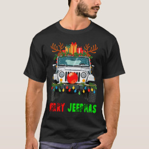 Prettige Jeep Kerstmis Lelijke Licht Rendier Kerst T-shirt