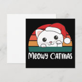 Prettige KatKerstis Fun Cat Kerst Grappige Uitnodi Kaart (Voorkant / Achterkant)