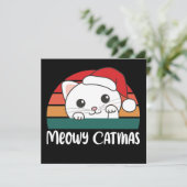 Prettige KatKerstis Fun Cat Kerst Grappige Uitnodi Kaart (Staand voorkant)