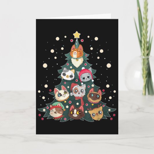 Prettige KatKerstmis Grappige Kerstboom, Katten Ke Kaart (Voorkant)