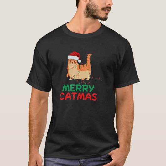 Prettige KatKerstmis Kerst Grappig T-Shirt (Voorkant)