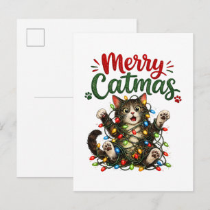 Prettige Kattenkerst Moppige Katten Kerstboom Lich Uitnodiging Briefkaart