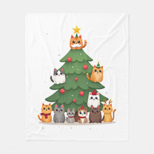 Prettige Kattenkerstmis Grappige Kerstboom, Katten Fleece Deken