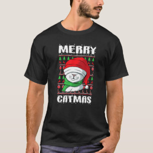 Prettige Kattmas Kerstmis Lelijke Kerstmis Kat T-shirt