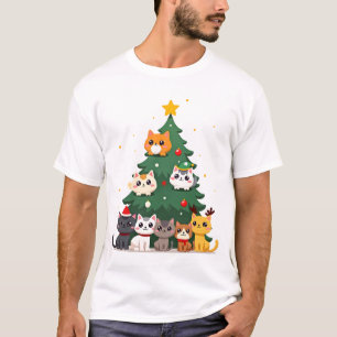 Prettige Kattmas leuk kerstboom, Katten Kerstmis M T-shirt