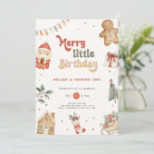 Prettige kerst 1e verjaardagsuitnodiging kaart (Staand voorkant)