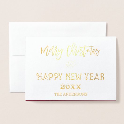 Prettige kerst en gelukkig nieuwjaar Familie Foto' Folie Kaarten (Voorkant met envelop)