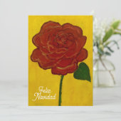 Prettige kerst geschilderde rode roos feestdagenkaart (Staand voorkant)