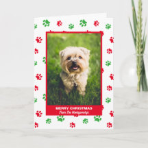 Prettige Kerst Hond Rood Groen Pootafdrukken Huisd