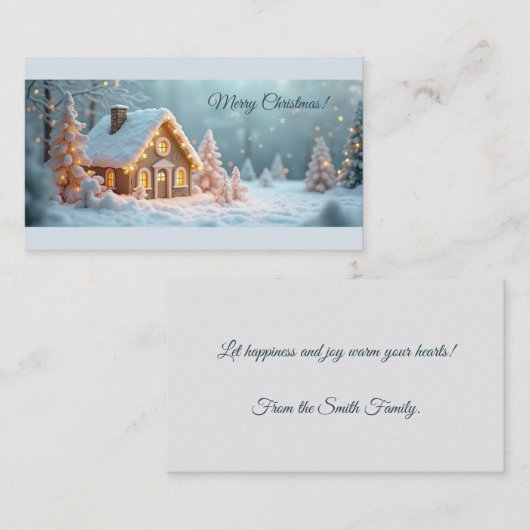 Prettige kerst! Kerstgroeten. Notitiekaartje (Voorkant / Achterkant)