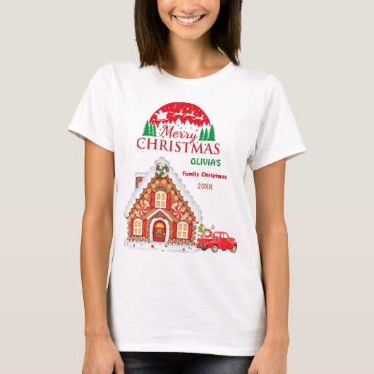 Prettige kerst | Kerstman zeggen gepersonaliseerd T-shirt (Voorkant)