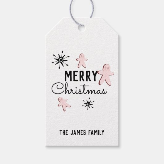 Prettige Kerst Koek Peperkoek Roze    Cadeaulabel (Voorkant)