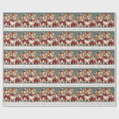 Prettige Kerst met Corgi's gewenst Cadeaupapier (Vlak)