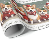 Prettige Kerst met Corgi's gewenst Cadeaupapier (Rol Hoek)