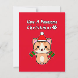 Prettige kerst - oranje tabby kat feestdagenkaart