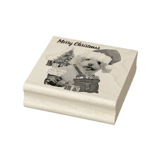 Prettige kerst Poodle rubber stempel (Stempel)