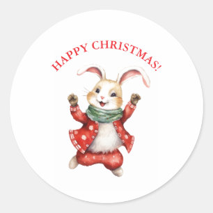 PRETTIGE KERST RETRO KONIJN STICKER