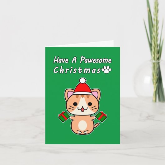Prettige Kerst - Rood Tabby Kat Feestdagen Kaart (Voorkant)