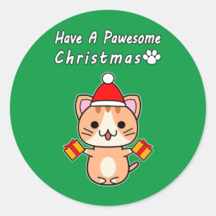 Prettige Kerst - Rood Tabby Kat Ronde Sticker
