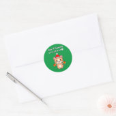 Prettige Kerst - Rood Tabby Kat Ronde Sticker (Envelop)