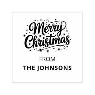 Prettige Kerst Typografie Logo Naam Zelfinktende Stempel